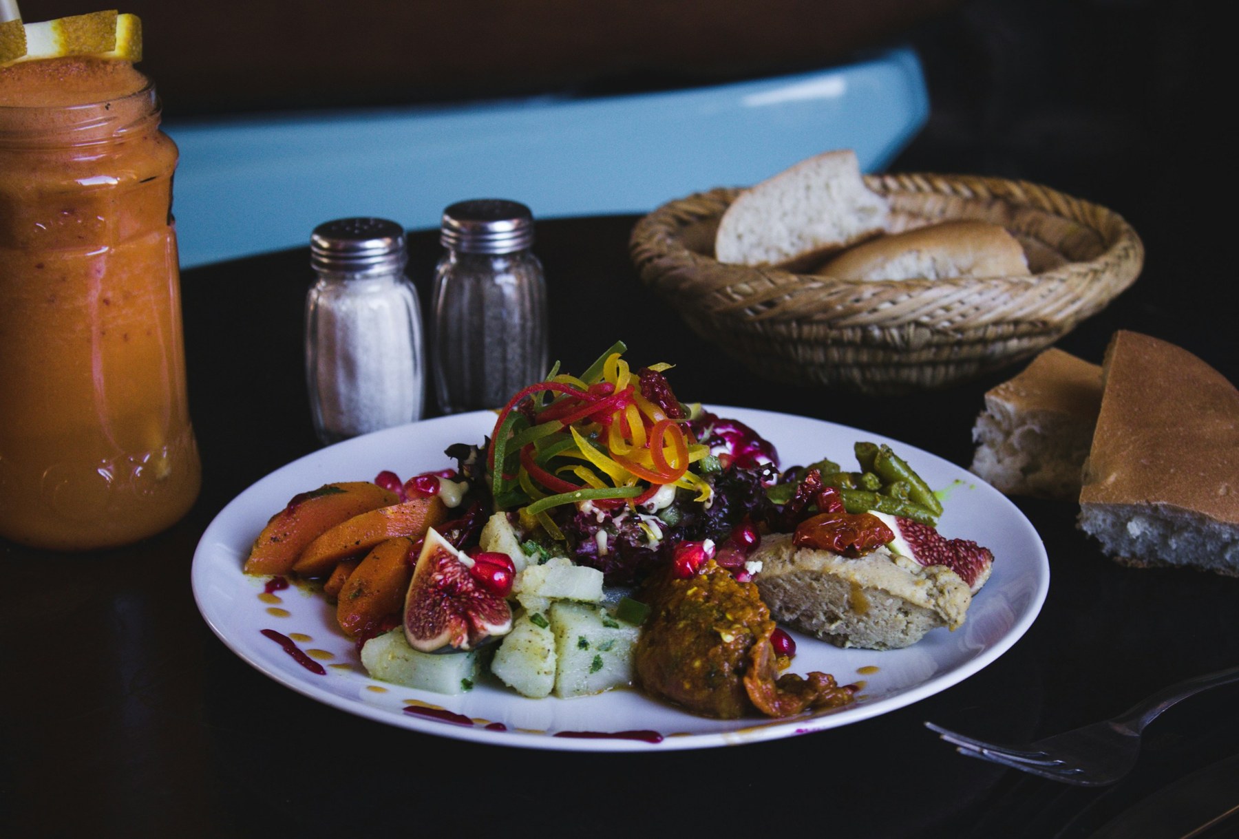 Styled food photography with carefully arranged ingredients